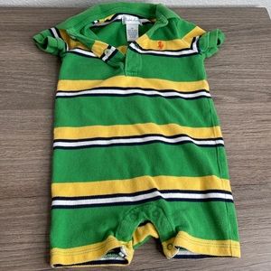 Polo Ralph Lauren Green and Yellow One Piece Jumpsuit 9M Boys Never Worn
